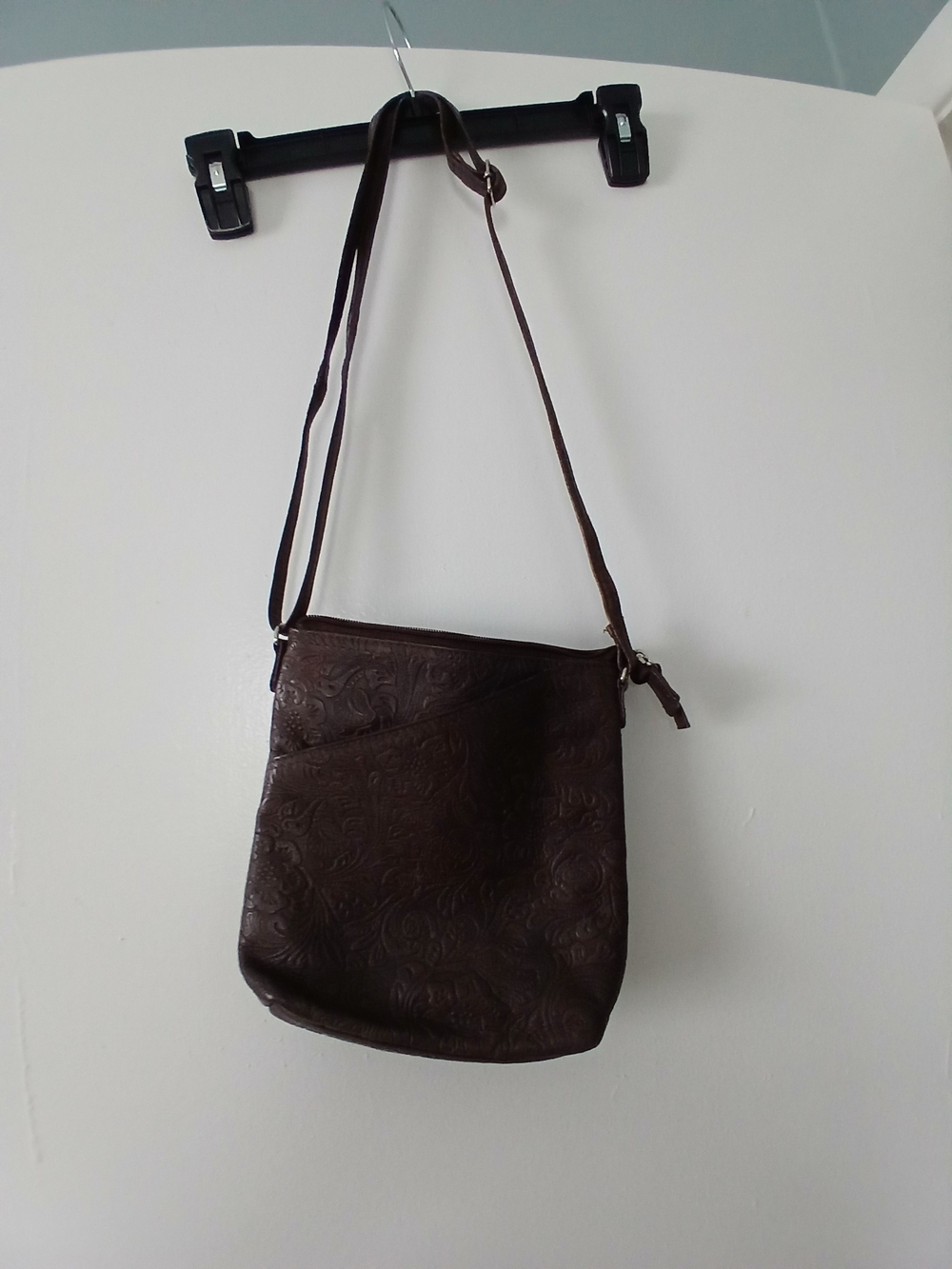 Bueno Dark Brown Embossed Shoulder Crossbody Bag